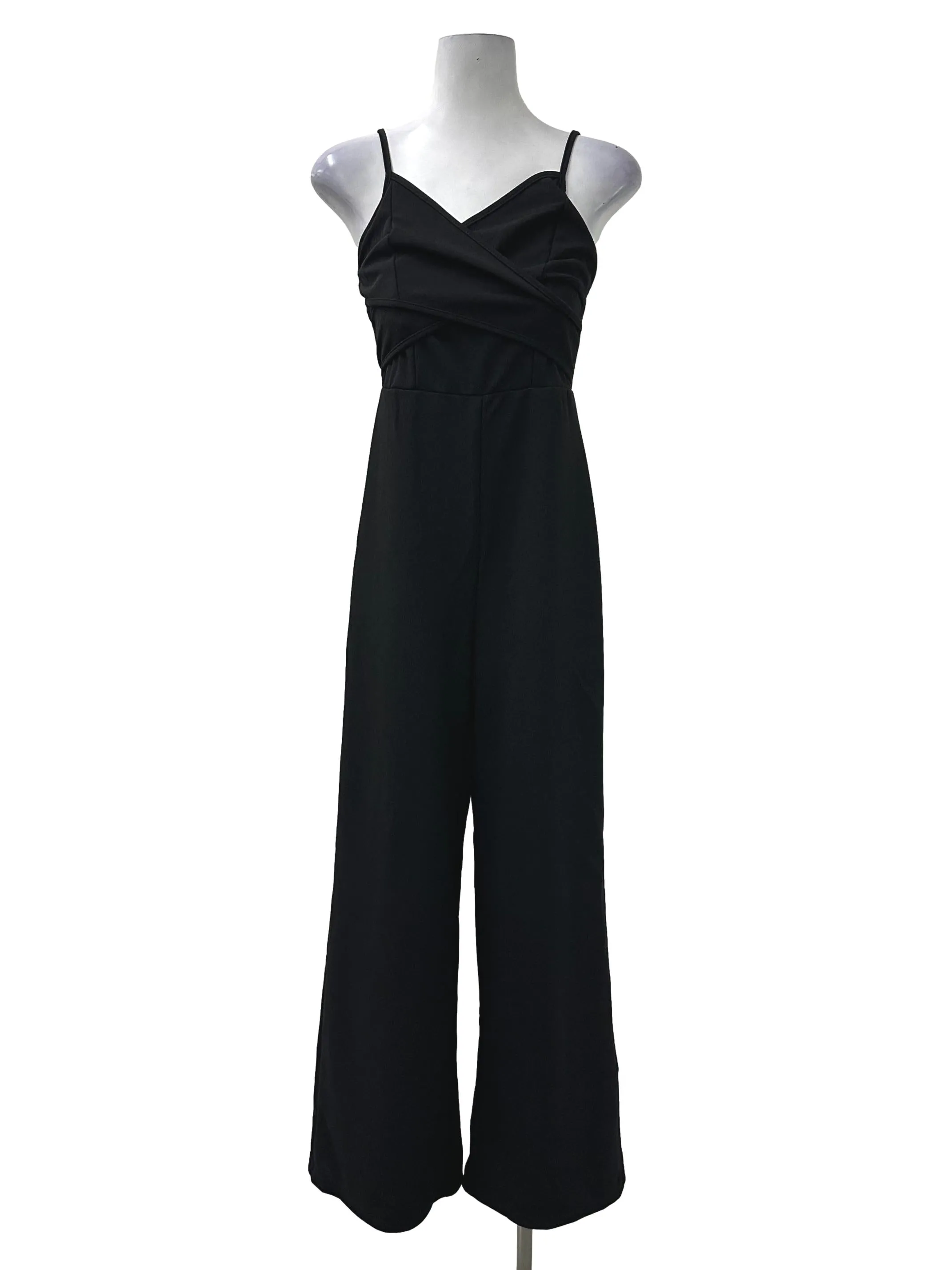 Black Ruched Sleeveless Jumpsuit