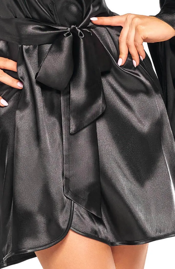Black satin robe - Holly