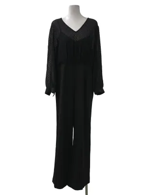 Black V-Neck Long Sleeved Jumpsuit