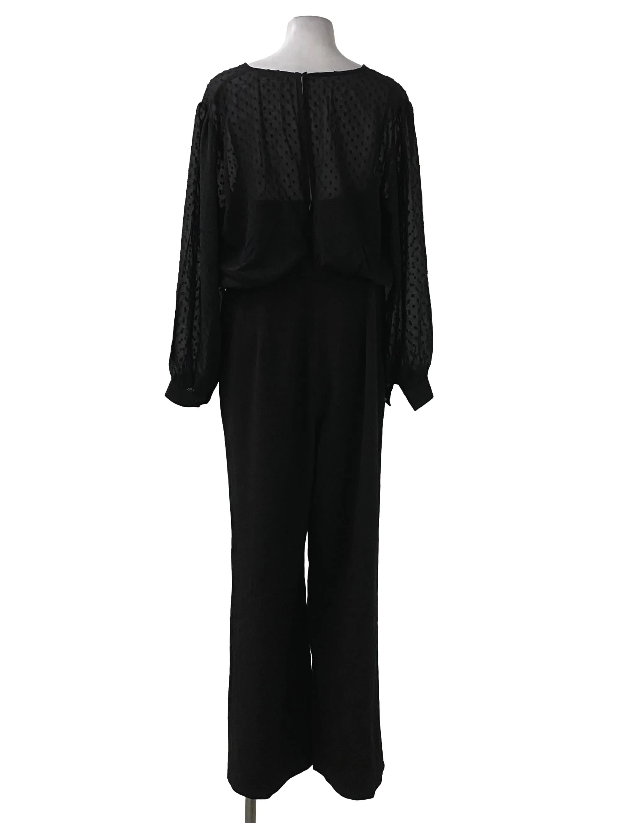 Black V-Neck Long Sleeved Jumpsuit