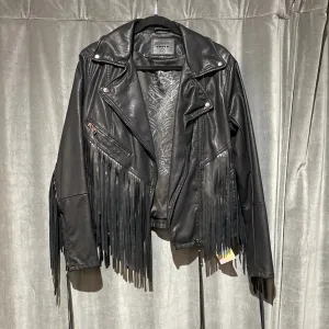 BLANK NYC Black Black Fringe Faux Leather Jacket