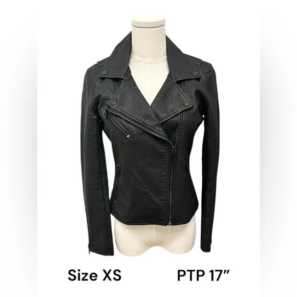 BLANK NYC Moto Jacket Vegan Leather Matte Black Onyx Women’s Size XS Small NEW