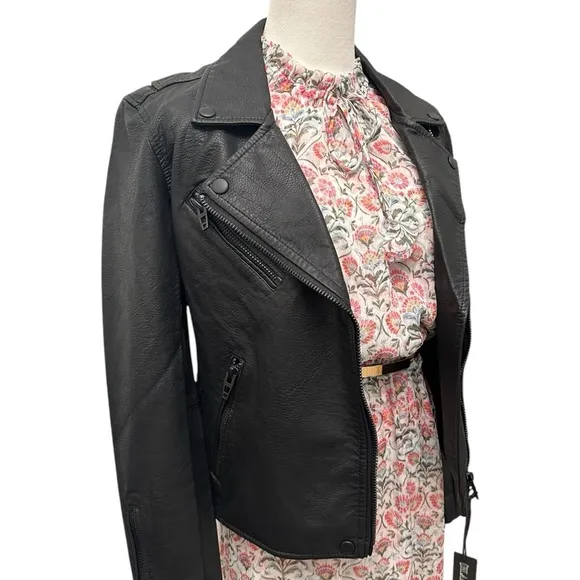 BLANK NYC Moto Jacket Vegan Leather Matte Black Onyx Women’s Size XS Small NEW