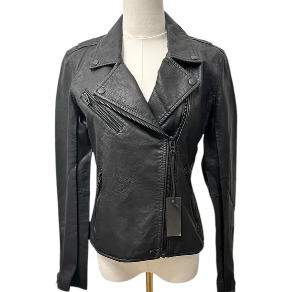 BLANK NYC Moto Jacket Vegan Leather Matte Black Onyx Women’s Size XS Small NEW