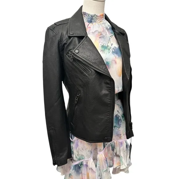 BLANK NYC Moto Jacket Vegan Leather Matte Black Onyx Women’s Size XS Small NEW