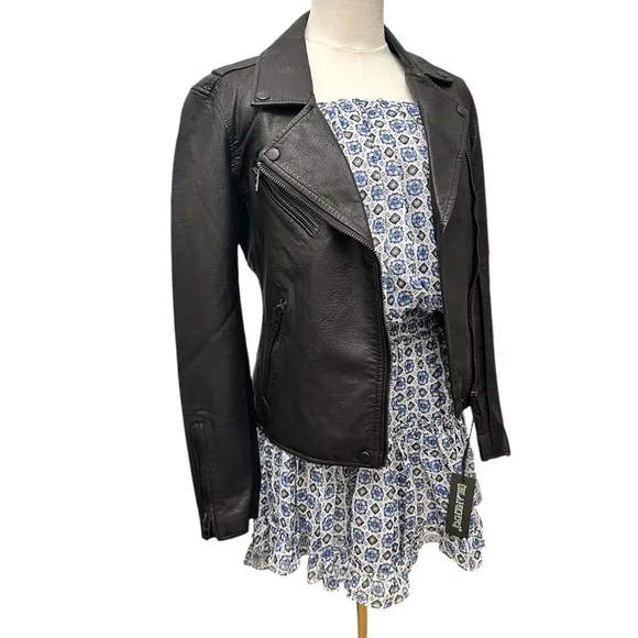 BLANK NYC Moto Jacket Vegan Leather Matte Black Onyx Women’s Size XS Small NEW