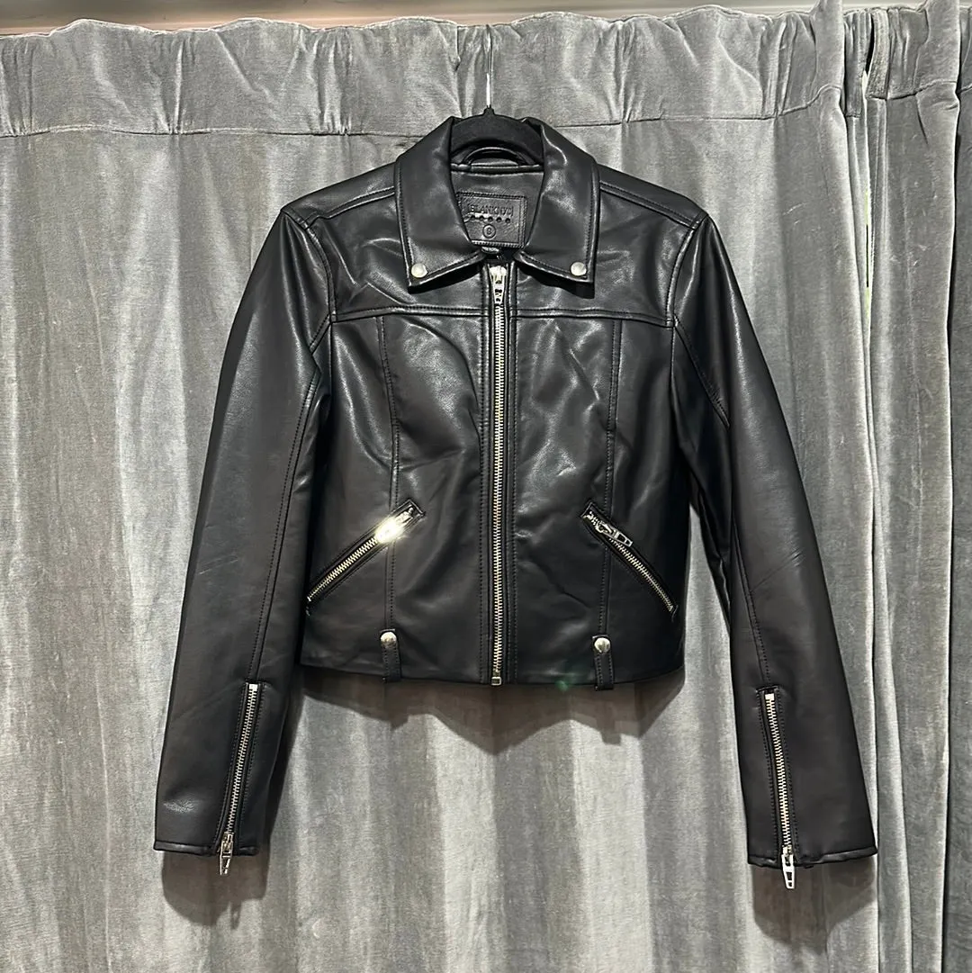 BLANKNYC Black Faux Leather Moto Jacket with Silver Hardware