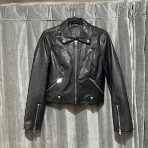 BLANKNYC Black Faux Leather Moto Jacket with Silver Hardware