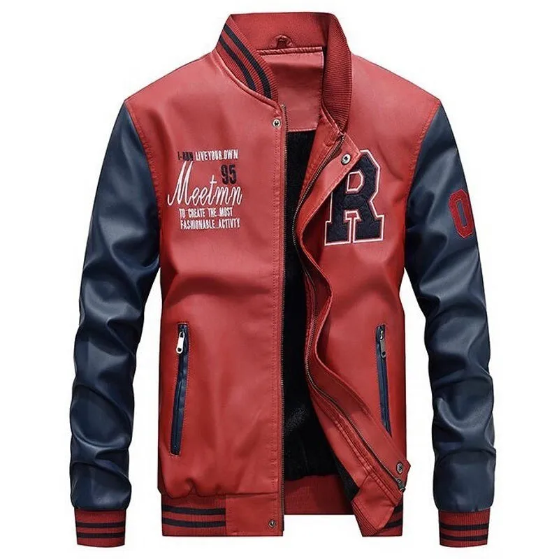 Blouson de baseball cuir homme 2023 / Baseball Jackets Men Slim Fit 2021