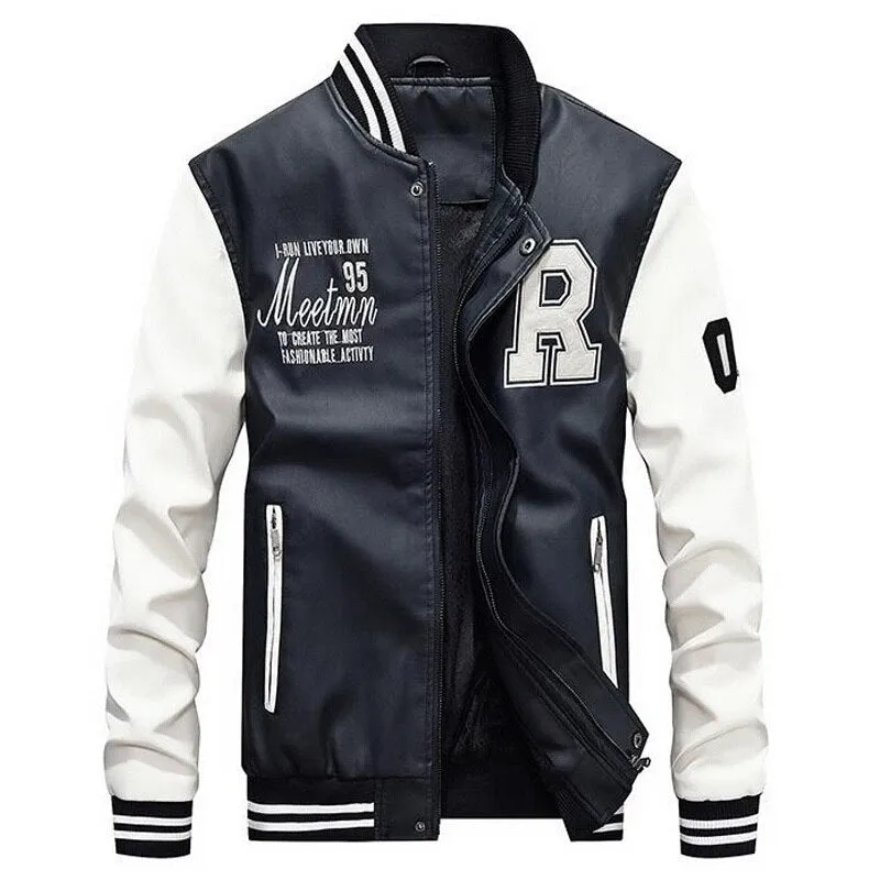 Blouson de baseball cuir homme 2023 / Baseball Jackets Men Slim Fit 2021