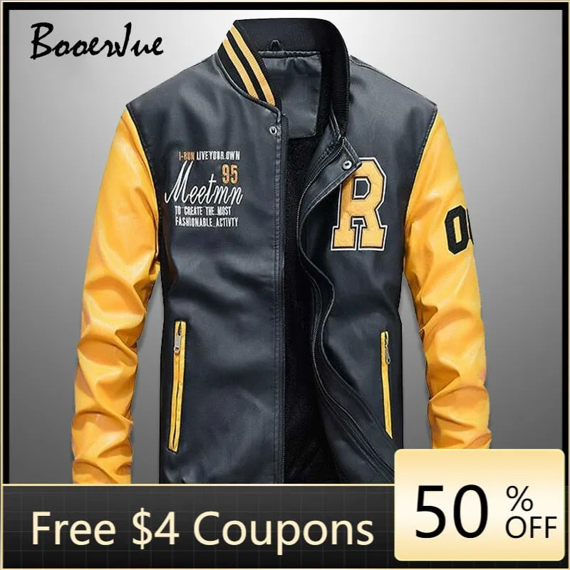 Blouson de baseball cuir homme 2023 / Baseball Jackets Men Slim Fit 2021
