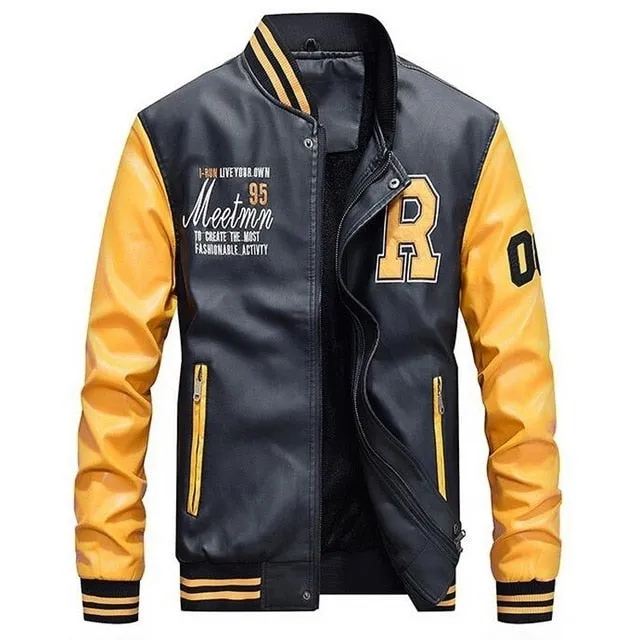 Blouson de baseball cuir homme 2023 / Baseball Jackets Men Slim Fit 2021