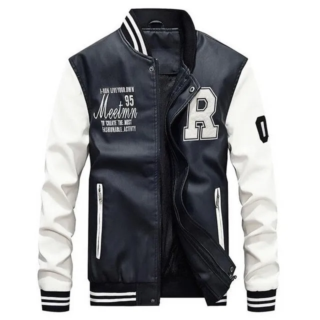 Blouson de baseball cuir homme 2023 / Baseball Jackets Men Slim Fit 2021