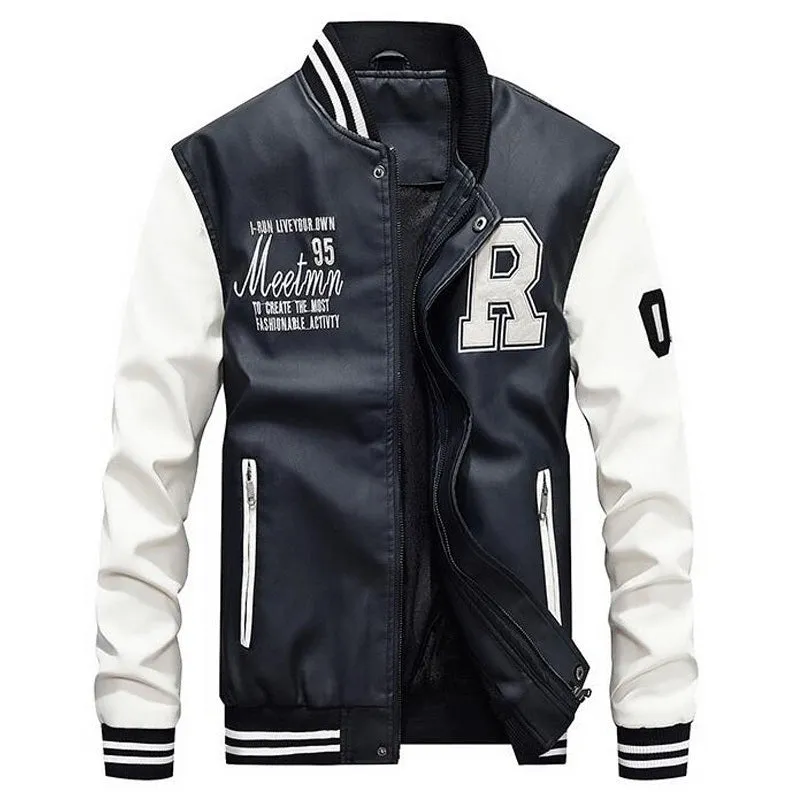 Blouson de baseball cuir homme 2023 / Baseball Jackets Men Slim Fit 2021