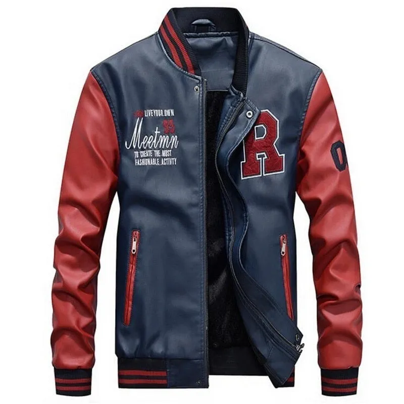 Blouson de baseball cuir homme 2023 / Baseball Jackets Men Slim Fit 2021