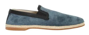 Blue Black Leather Breathable Loafers
