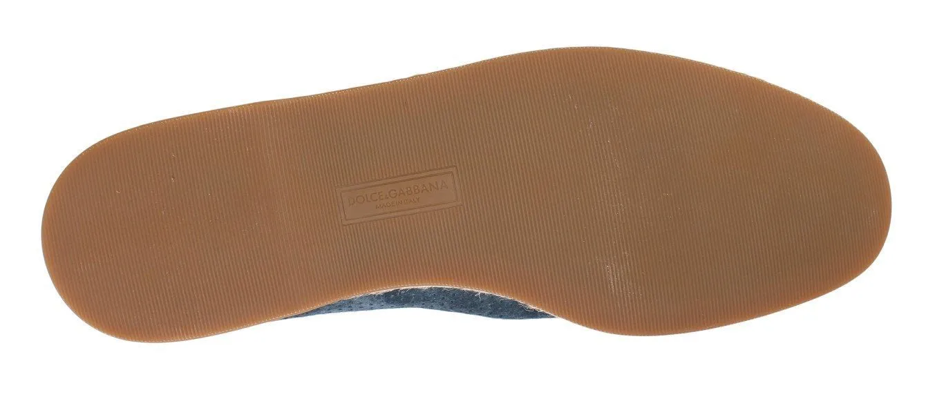 Blue Black Leather Breathable Loafers