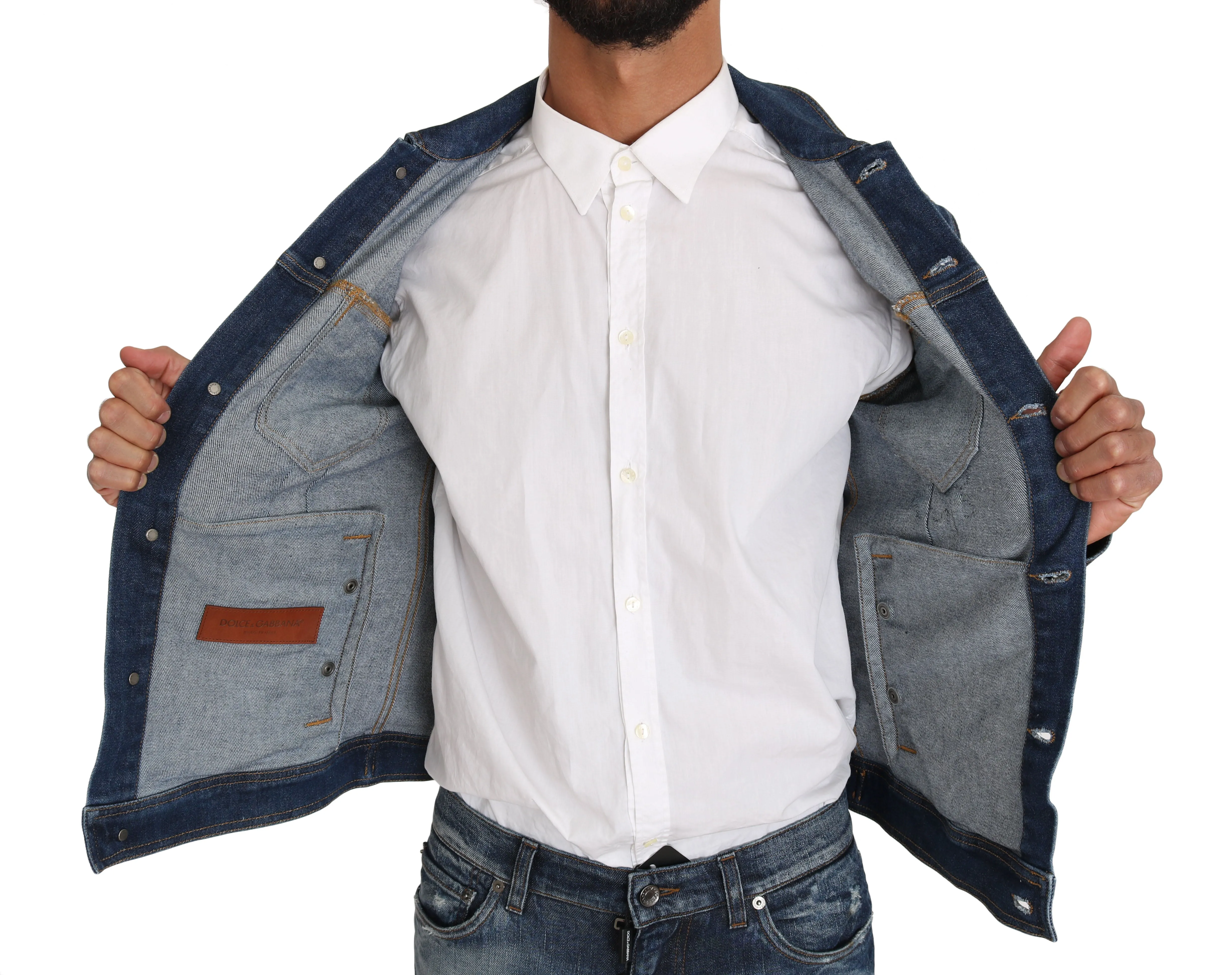 Blue Denim Royal Crown Bee Logo Jacket