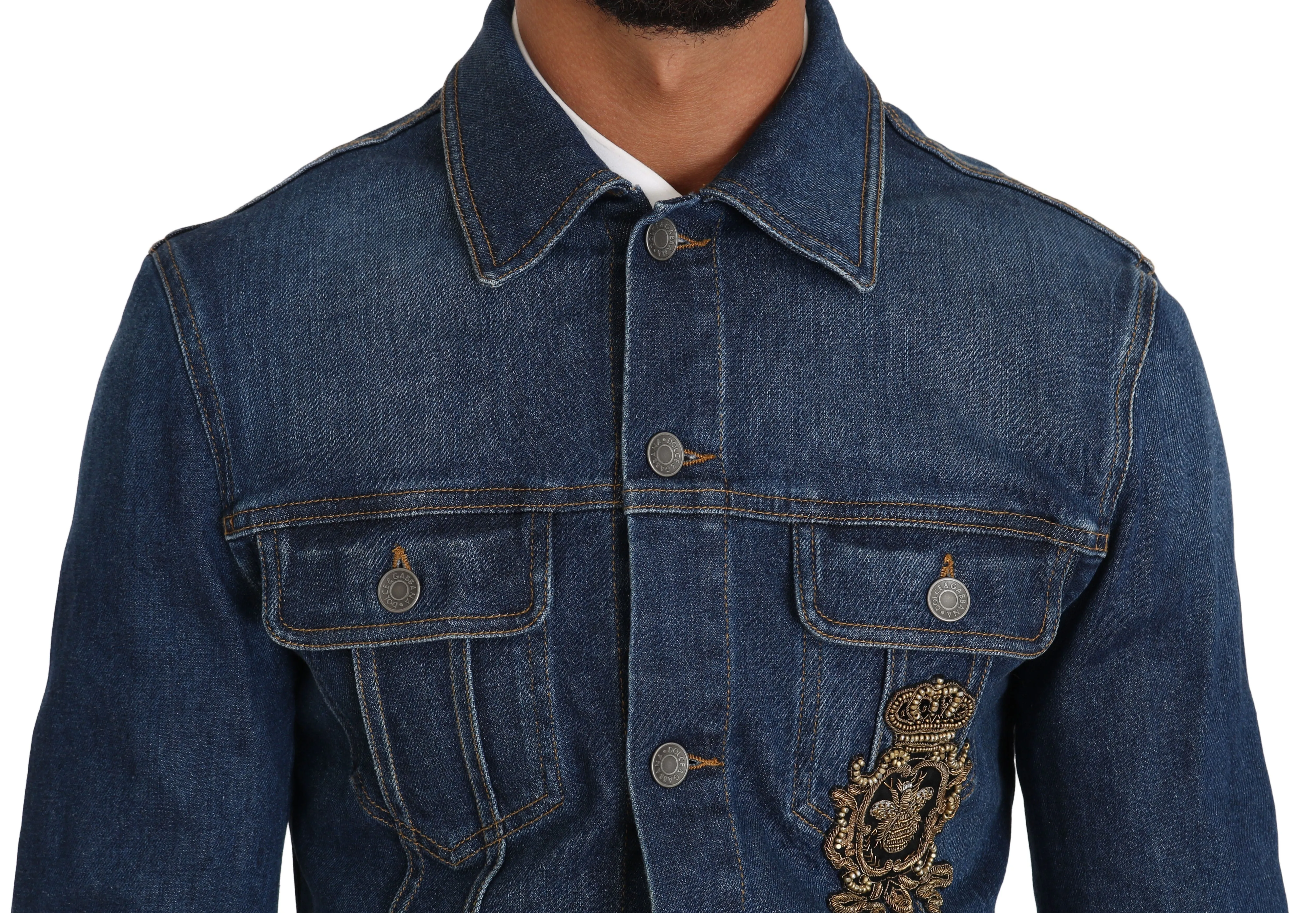 Blue Denim Royal Crown Bee Logo Jacket