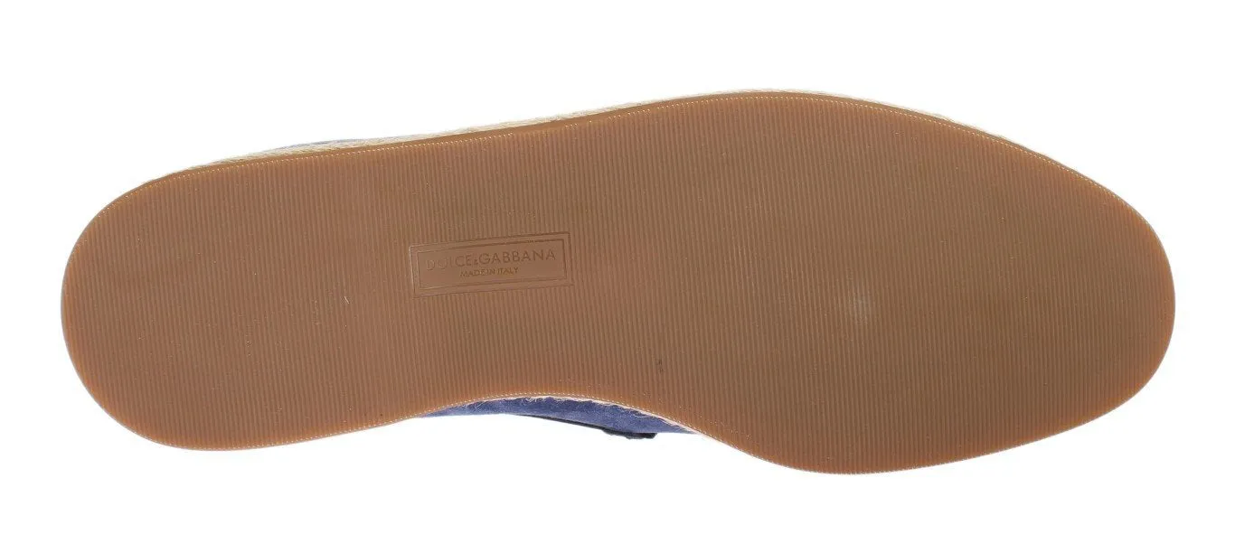 Blue Suede Leather Logo Loafers