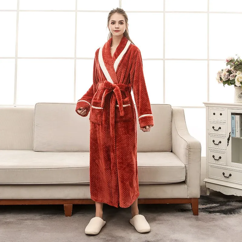 Blush Plush Long Fleece Shawl Collar Robe