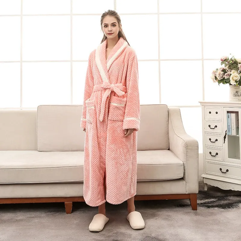 Blush Plush Long Fleece Shawl Collar Robe