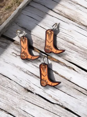 Boot Tooled Leather Keychain