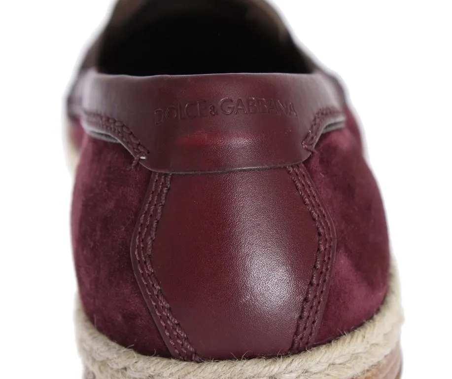 Bordeaux Suede Leather Logo Loafers