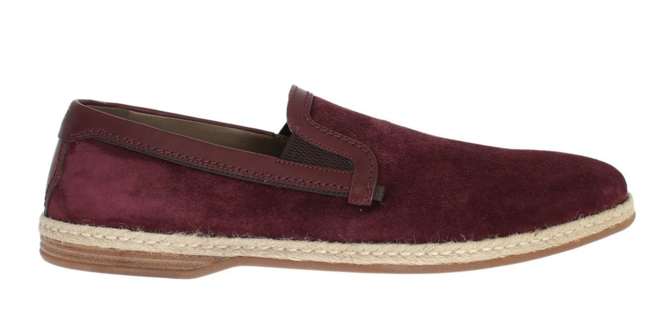 Bordeaux Suede Leather Logo Loafers