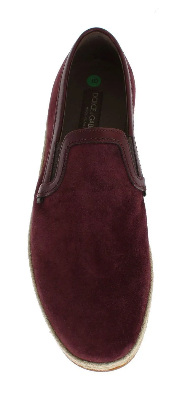 Bordeaux Suede Leather Logo Loafers
