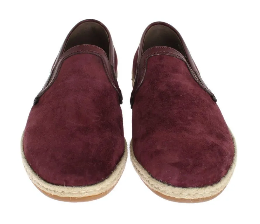 Bordeaux Suede Leather Logo Loafers