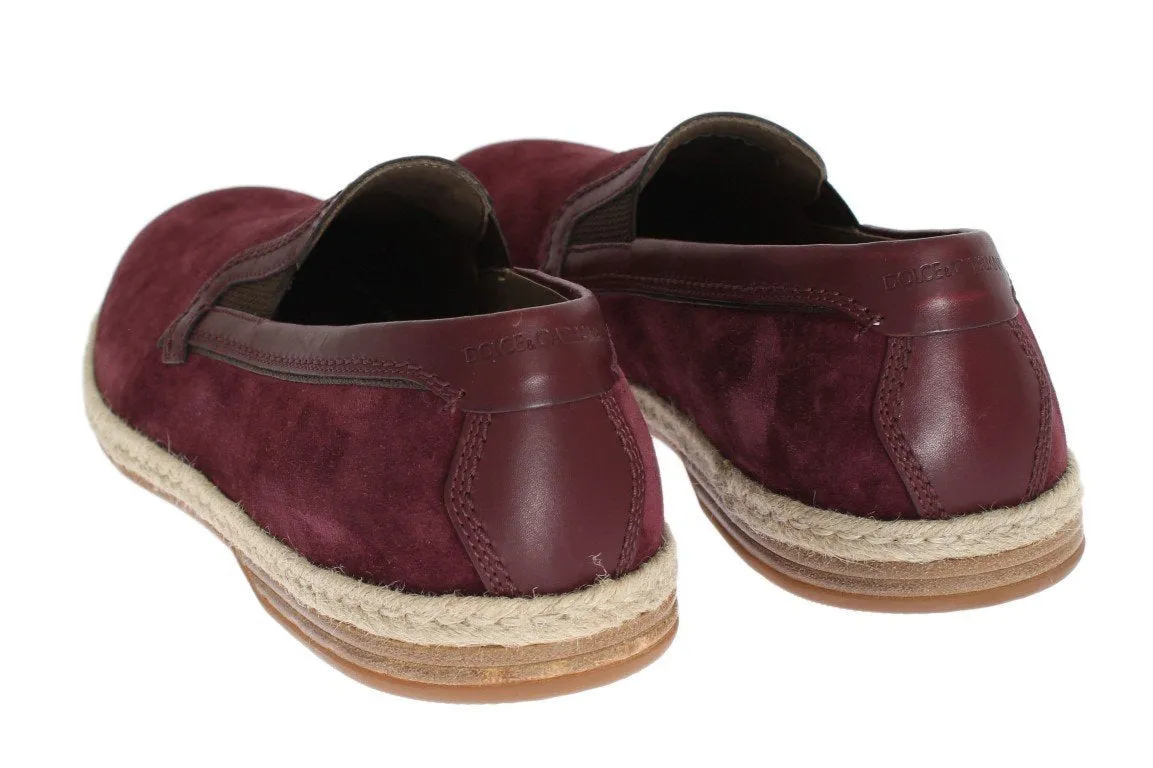Bordeaux Suede Leather Logo Loafers