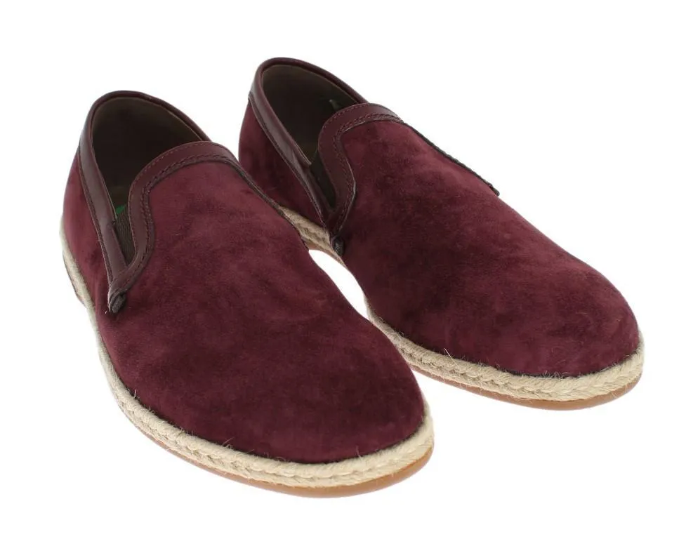 Bordeaux Suede Leather Logo Loafers