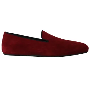 Bordeaux Suede Slides Flats Loafers