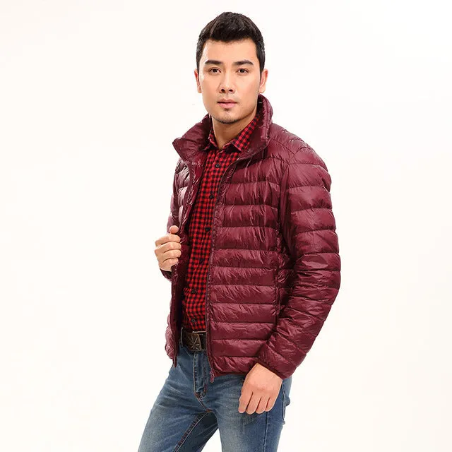 Brand Clothing Men Autumn Winter Duck Down Jacket Men Solid Breathable Jackets Men Outdoors Coats Parka chaqueta hombre Size 3XL