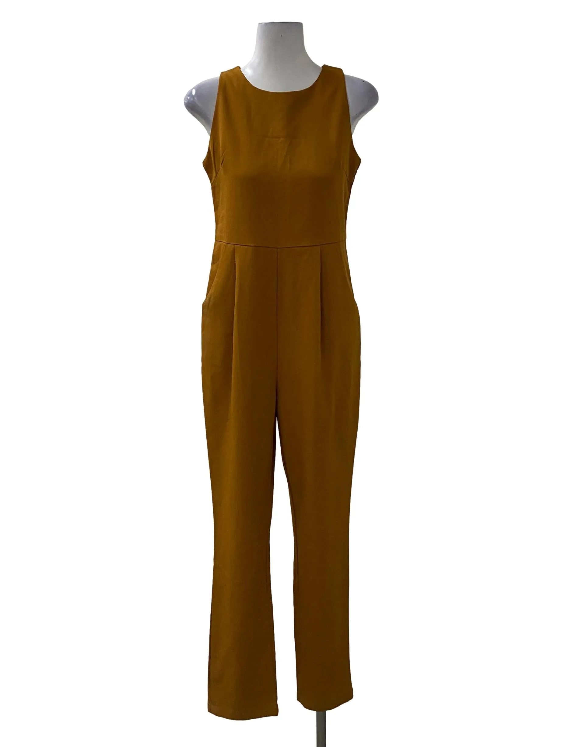 Brick Orange Sleeveless Jumpsuit