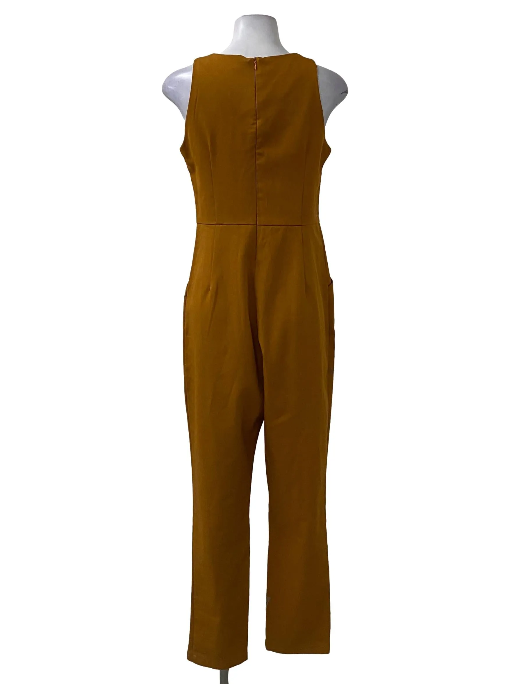 Brick Orange Sleeveless Jumpsuit