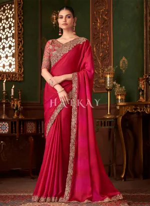 Bridal Red Embroidery Designer Saree