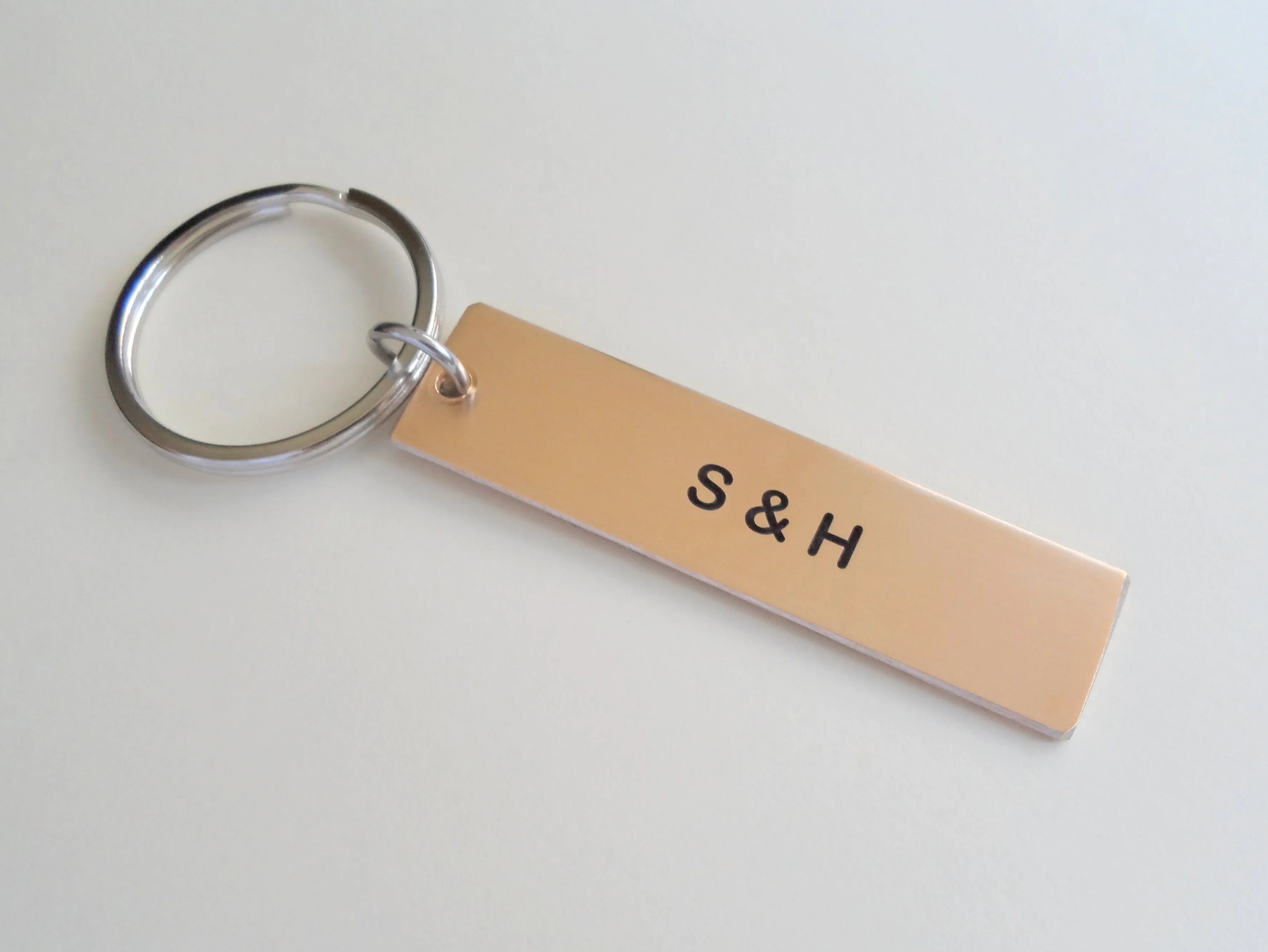 Bronze Tag Keychain Engraved with "2,922 Days, Happy 8th"; Handmade 8 Year Anniversary Couples Keychain, Personalized Option