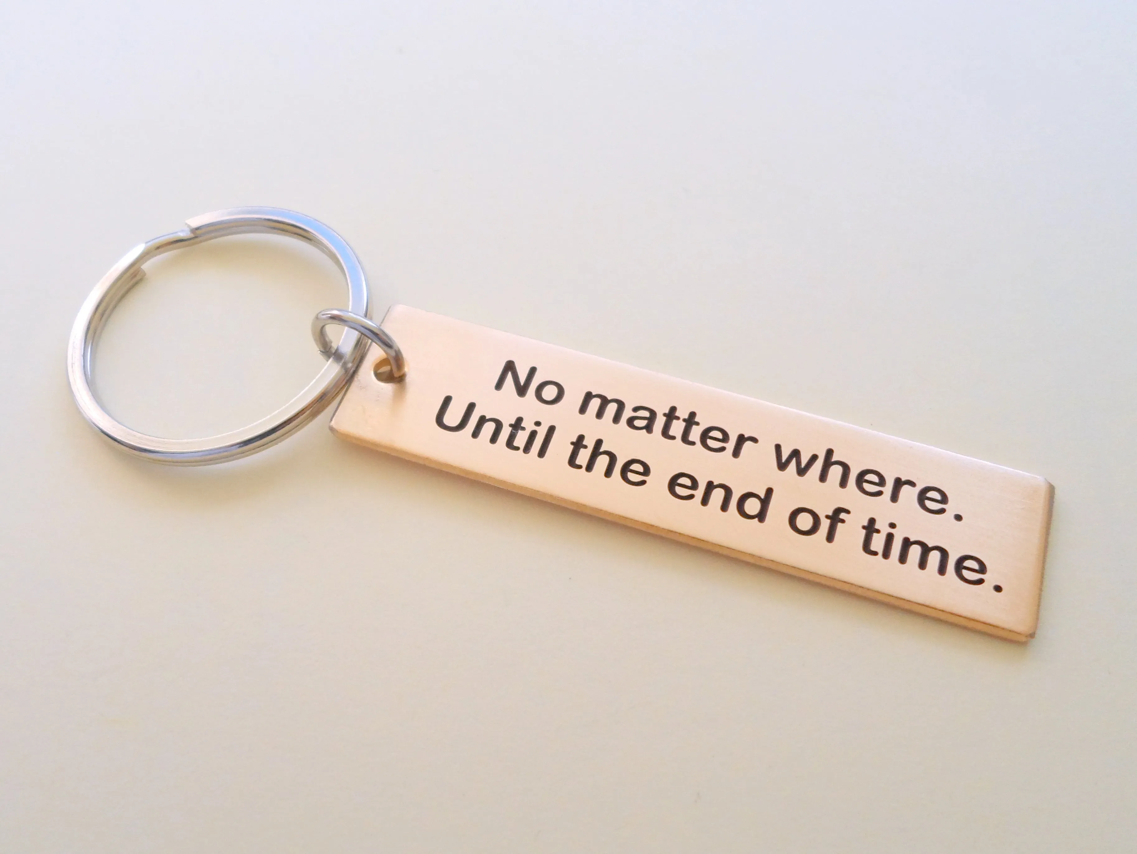 Bronze Tag Keychain Engraved with "2,922 Days, Happy 8th"; Handmade 8 Year Anniversary Couples Keychain, Personalized Option