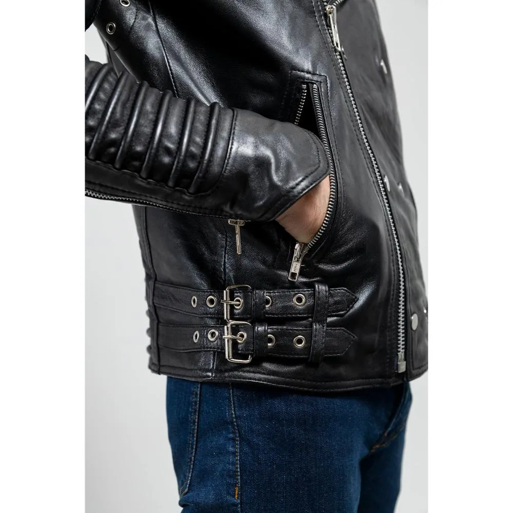 Brooklyn - Men's Fashion Lambskin Leather Jacket (Black)