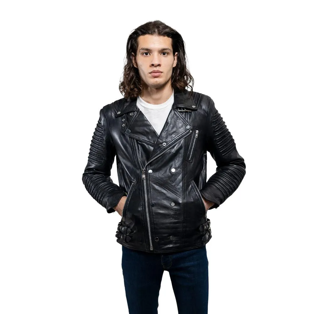 Brooklyn - Men's Fashion Lambskin Leather Jacket (Black)