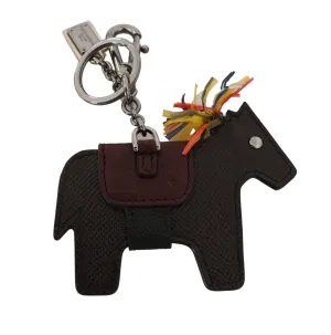 Brown Horse Pony Studded Keyring Leather Keychain