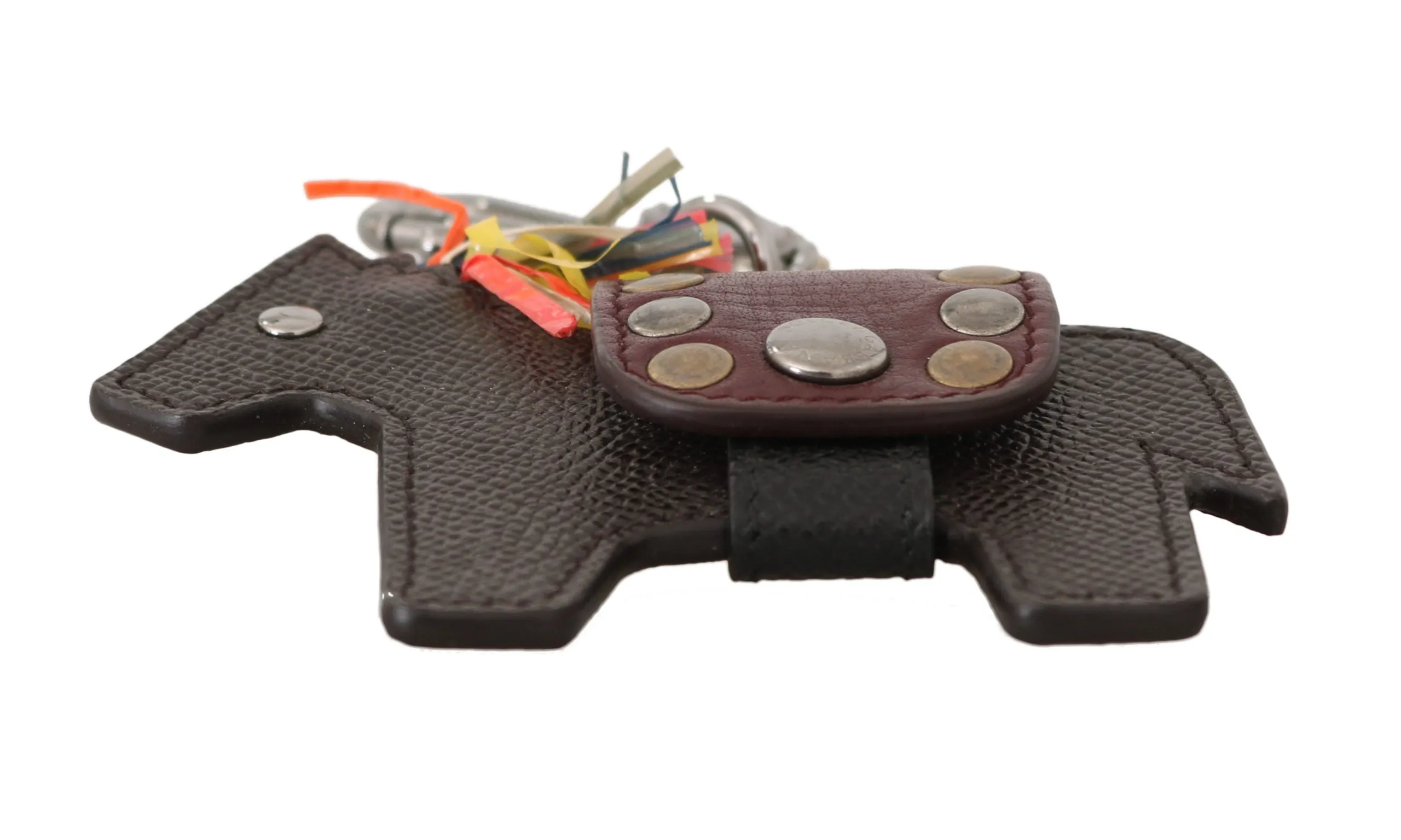 Brown Horse Pony Studded Keyring Leather Keychain