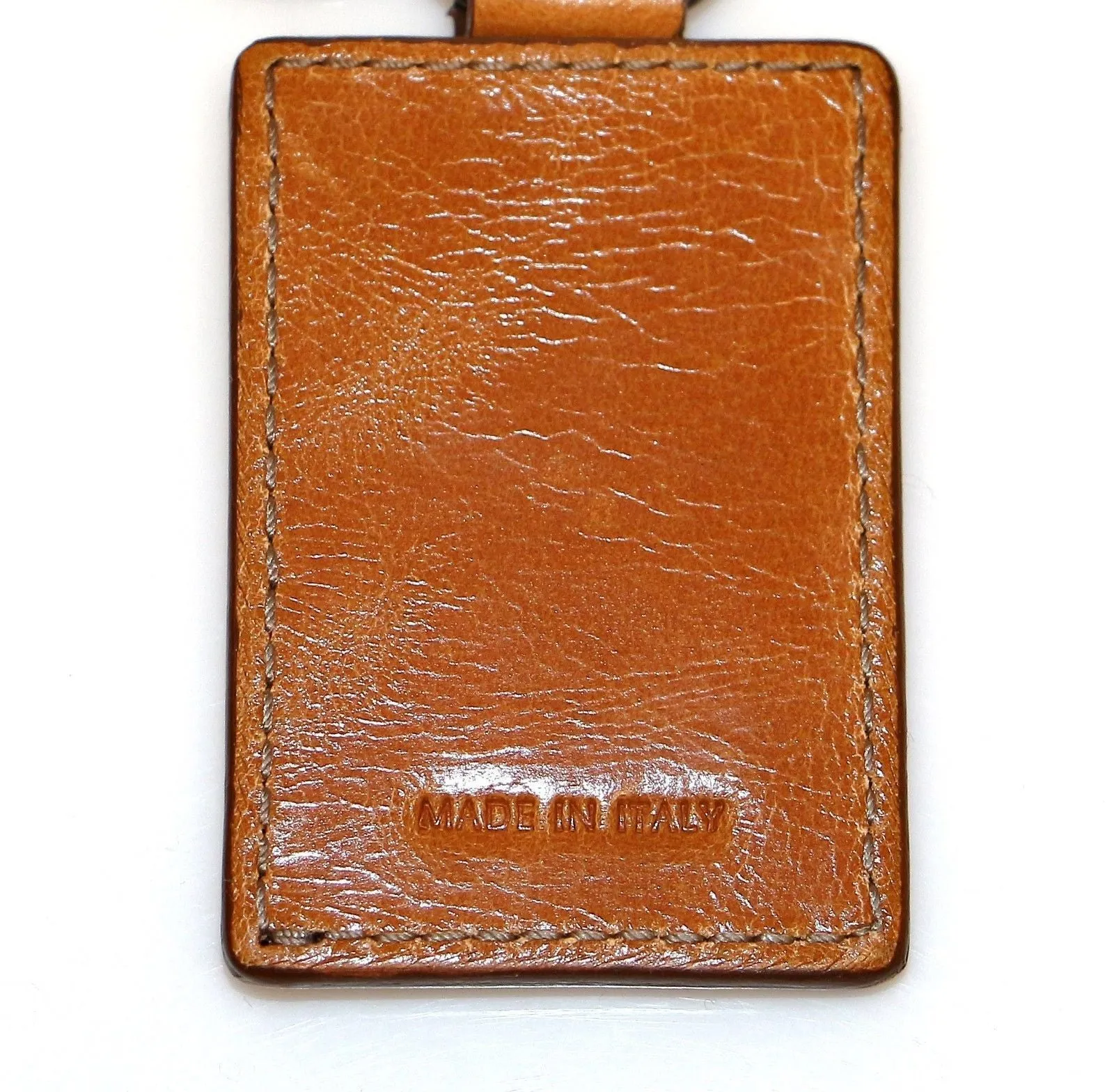 Brown Leather Metal Ring Keychain