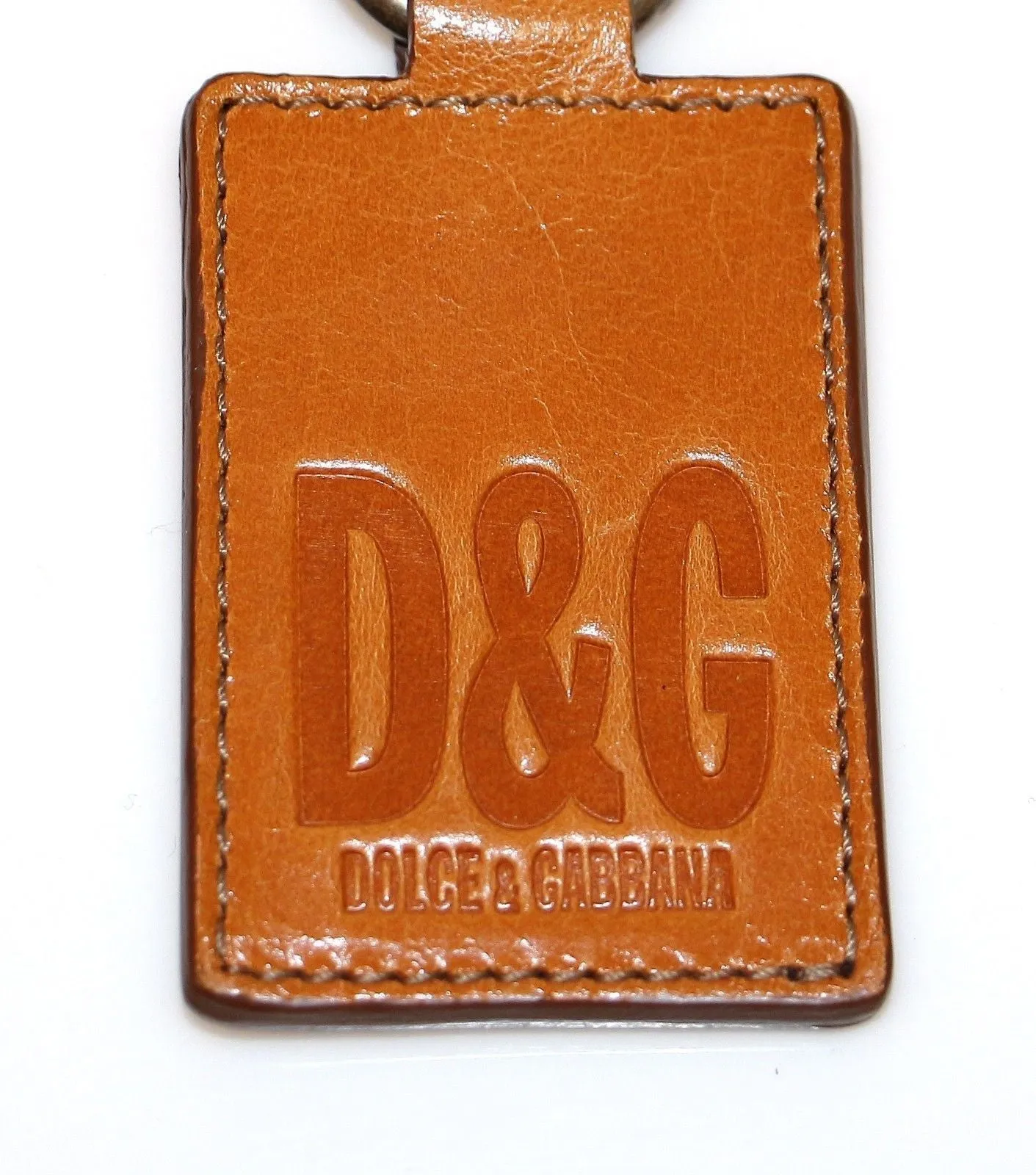 Brown Leather Metal Ring Keychain