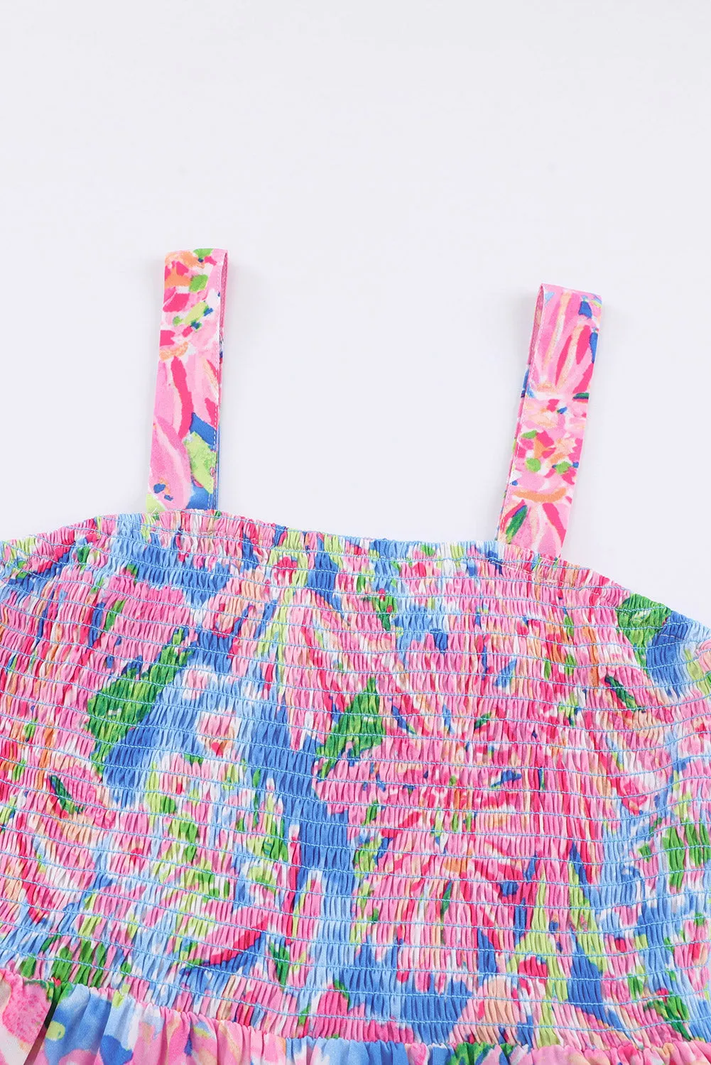 Brynn Floral Smocked Square Neck Jumpsuit with Pockets