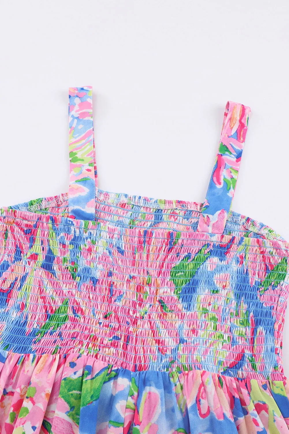 Brynn Floral Smocked Square Neck Jumpsuit with Pockets