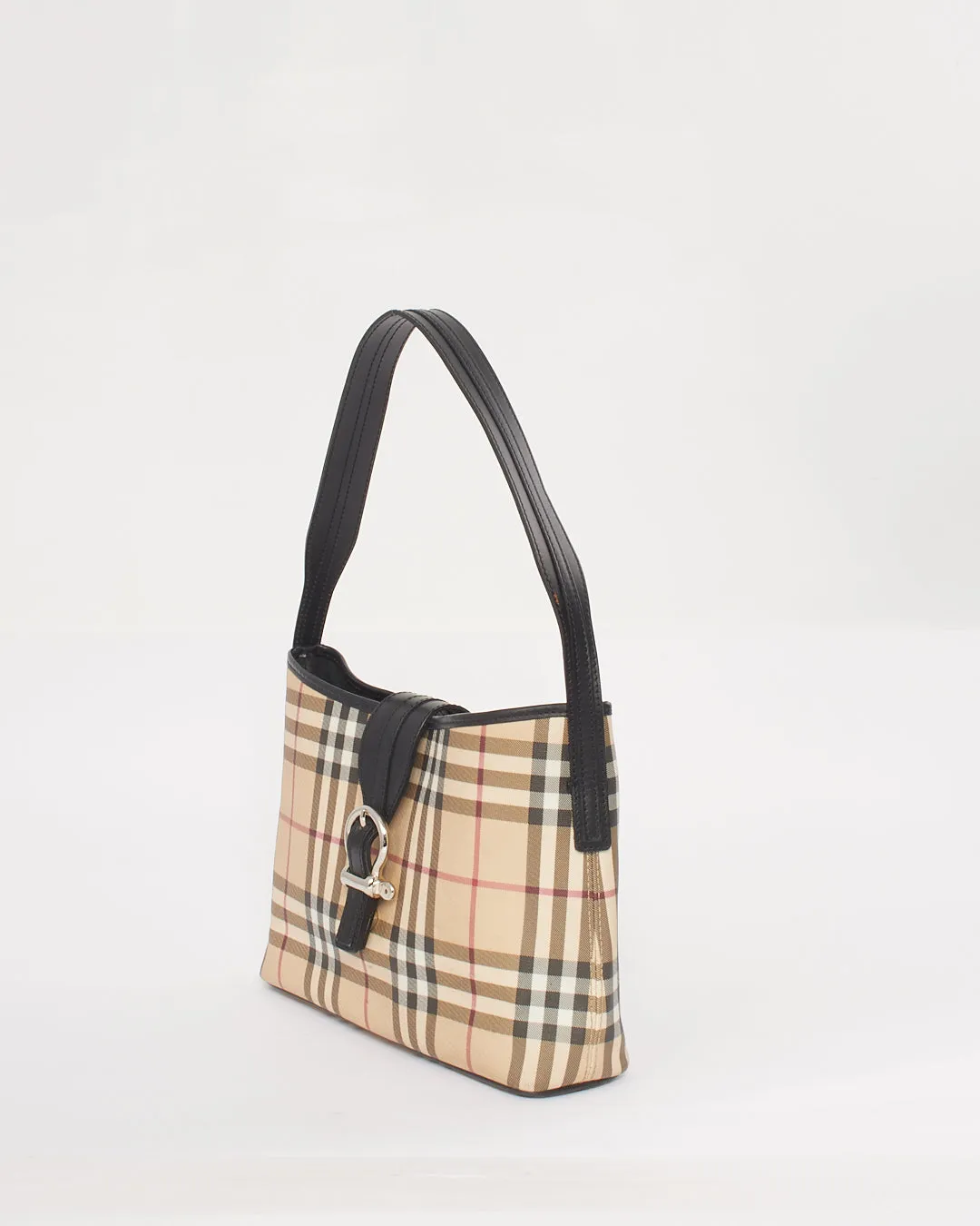 Burberry Beige Nova Check Canvas Buckle Shoulder Bag