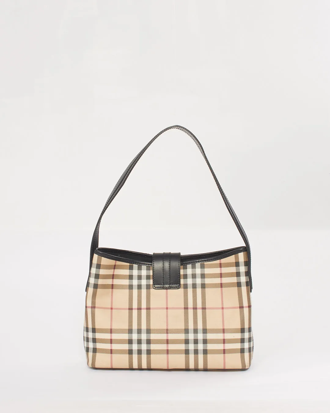 Burberry Beige Nova Check Canvas Buckle Shoulder Bag